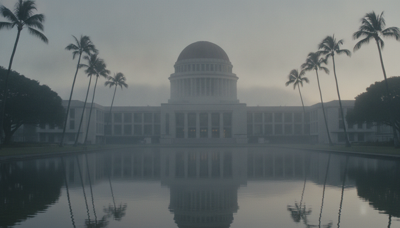 Civic building in Honolulu at dawn