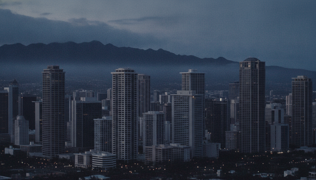 Downtown Honolulu skyline at dusk